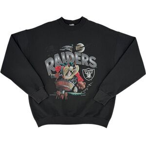 Vintage Fruit of the Loom 1993 LA Raiders x Taz Looney Tunes Sweatshirt Black XL
